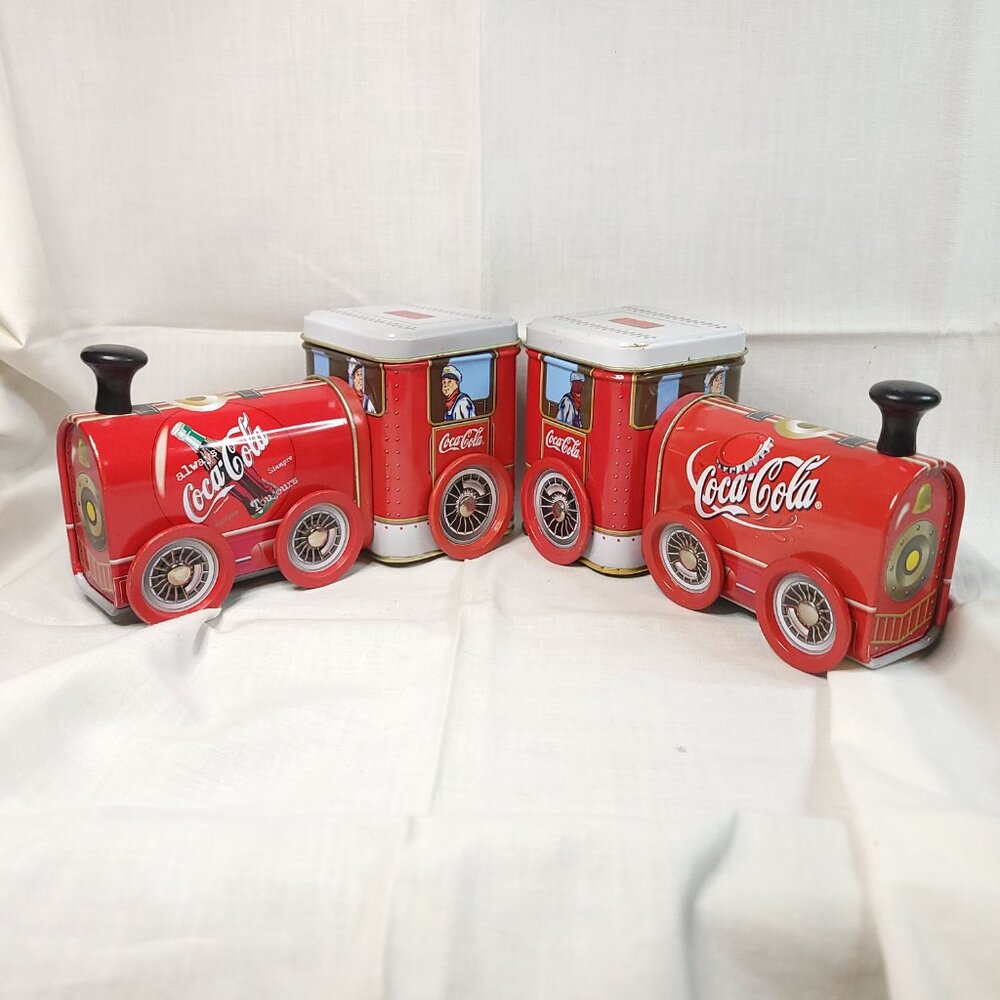 Pair of Vintage Coca-Cola Tin Train Engines